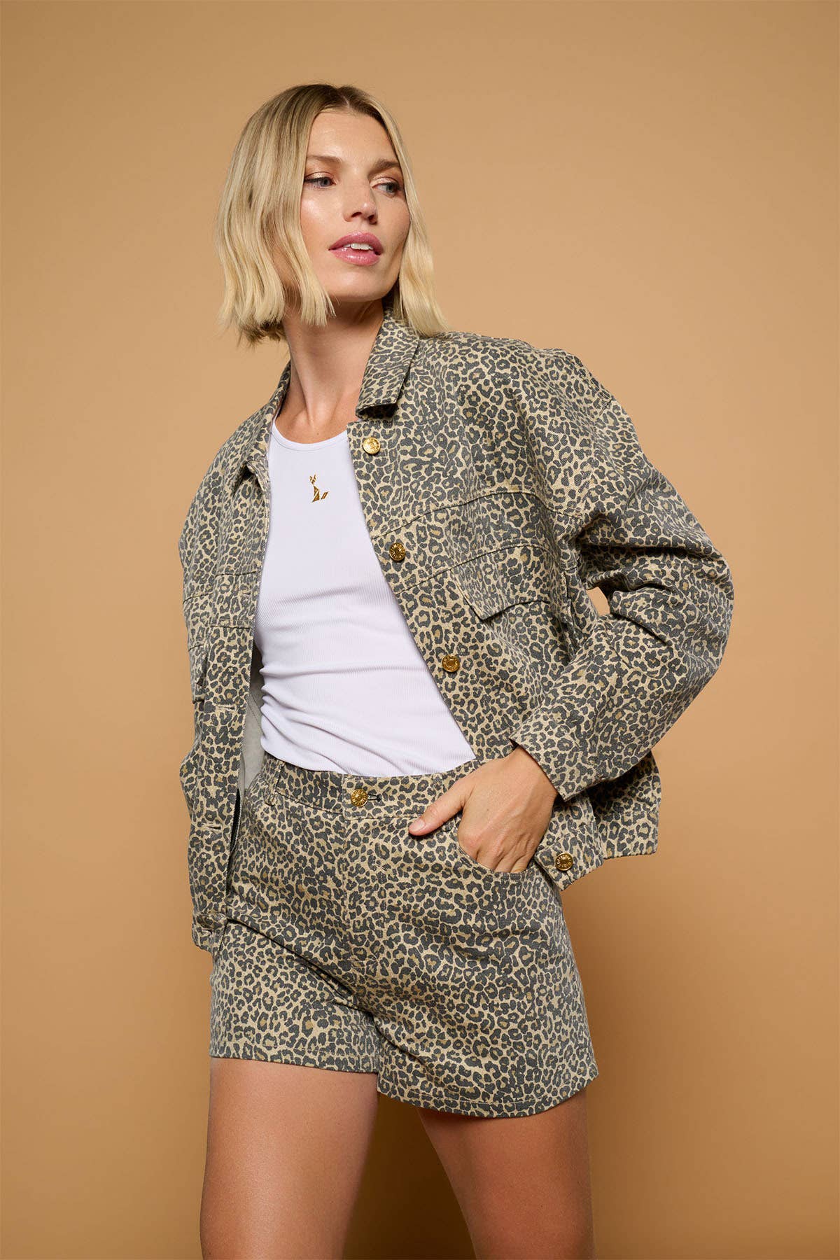 Minueto Shorts Animalprint 100% Baumwolle Beige