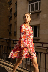Choklate Paris Sommerkleid Saint-Tropez Orange-Pink aus Viskose-Seide