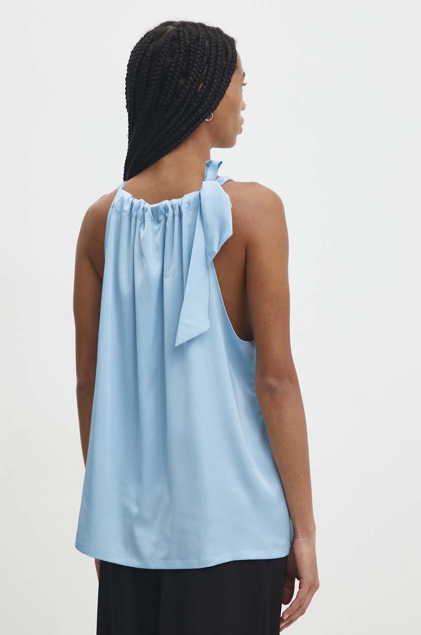 Choklate Paris Blusentop Elisabeth - Satin  - Schleife am Kragen Hellblau