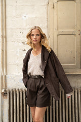 Oversize-Jacke aus Wildlederimitat V369: Stone / 2S/M 2M/L