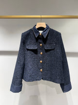 Choklate Paris Tweedjacke Emy mit Denimdetails Marineblau