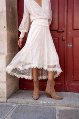Choklate Paris Asymmetrischer Spitzenrock September Ecru - Bohemian Chic