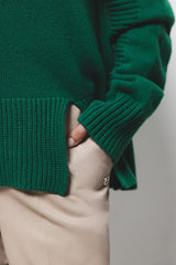 Lanidor Pullover aus hochwertigem Materialmix - Gras-Grün - Rundhalsausschnitt