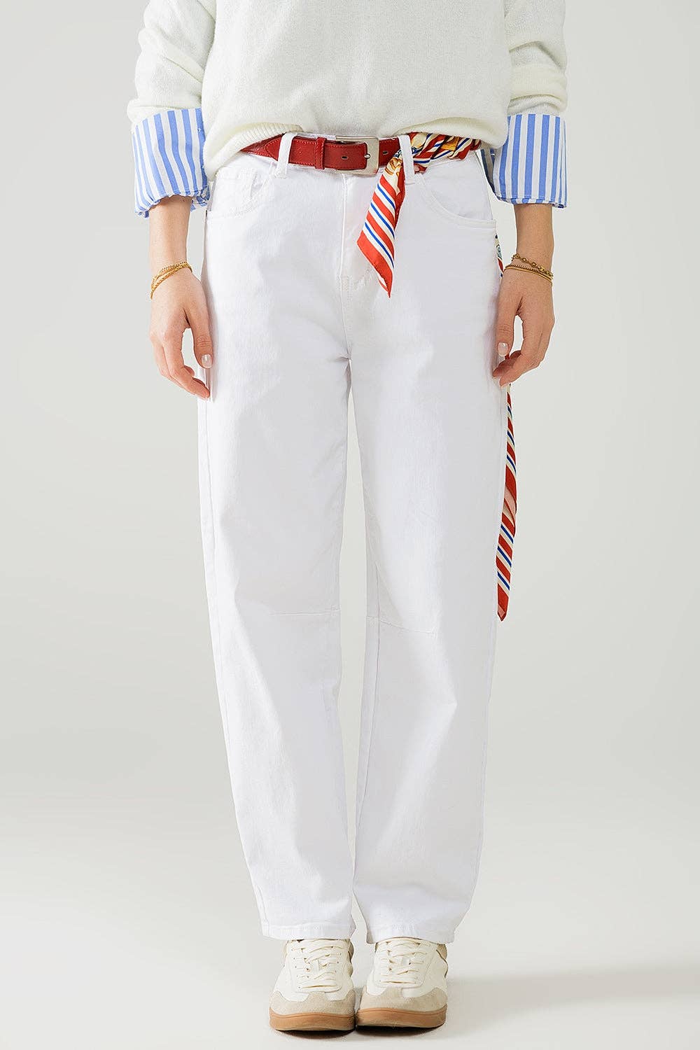 Q2 Bequeme Stretch-Jeans in Weiß