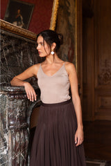 Choklate Paris Glänzendes Lurextop in Taupe - Elegantes Top mit dezentem Glanz-Effekt