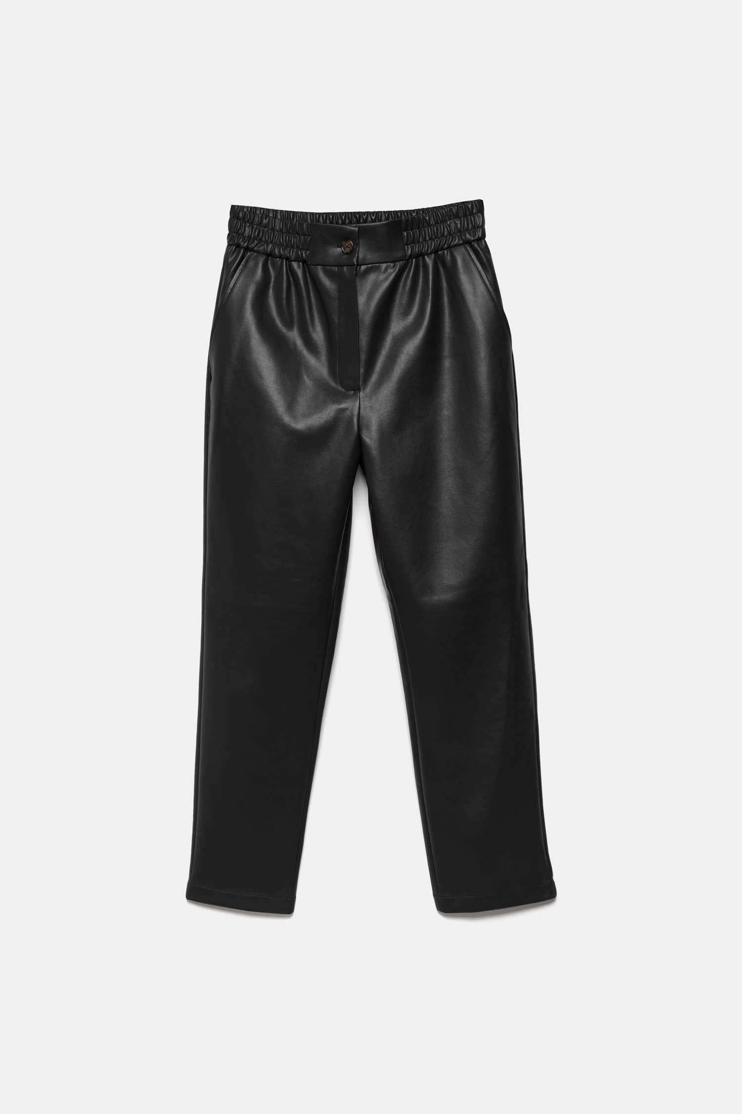 Lanidor - Schwarze Kunstlederhose mit elastischem Bund