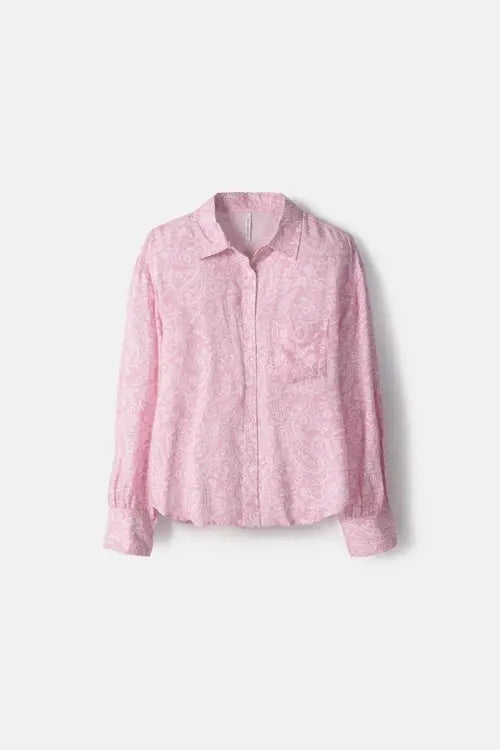 Lanidor Hemdbluse mit Paisleymuster - Rosa - 100% Viskose, Luftig & Leicht