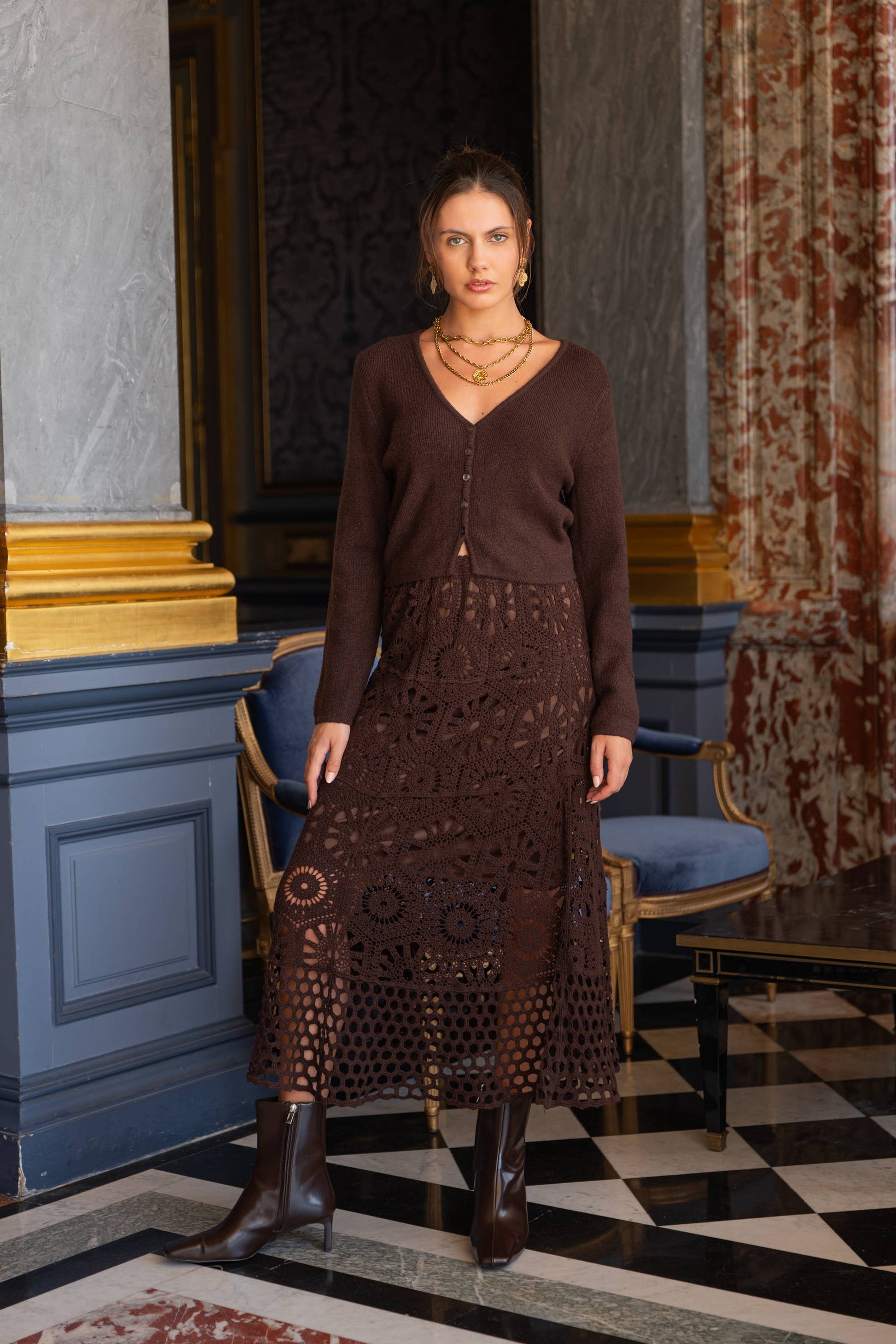 Choklate Paris - Boho Maxirock für den Herbst - Schoko-Braun
