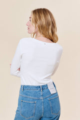 Langärmeliges T‑Shirt aus gerippter Baumwolle: Ecru / M