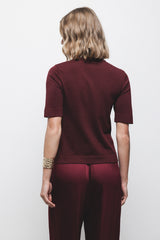 Lanidor - Feinstrick Pullover Turtle-Neck Bordeaux - Kurzarm