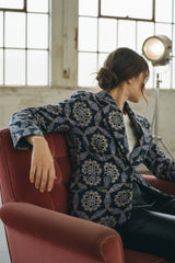 An'ge Paris Blazer Harlemo Schwarz-Blau Jacquard Gerader Schnitt