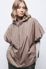 Lanidor - Wendeweste mit Kapuze & Kunstfell - Taupe