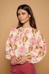 Minueto Fließende Bluse Augusta Floral Leopard - Print Beige