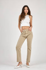 DAMENHOSE MIT GERADER BEINFORM IN FARBE - "Élodie": Crème / Standard - Gerades Bein / 1(T36) 1(T38) 1(T40) 1(T42) 1(T44)