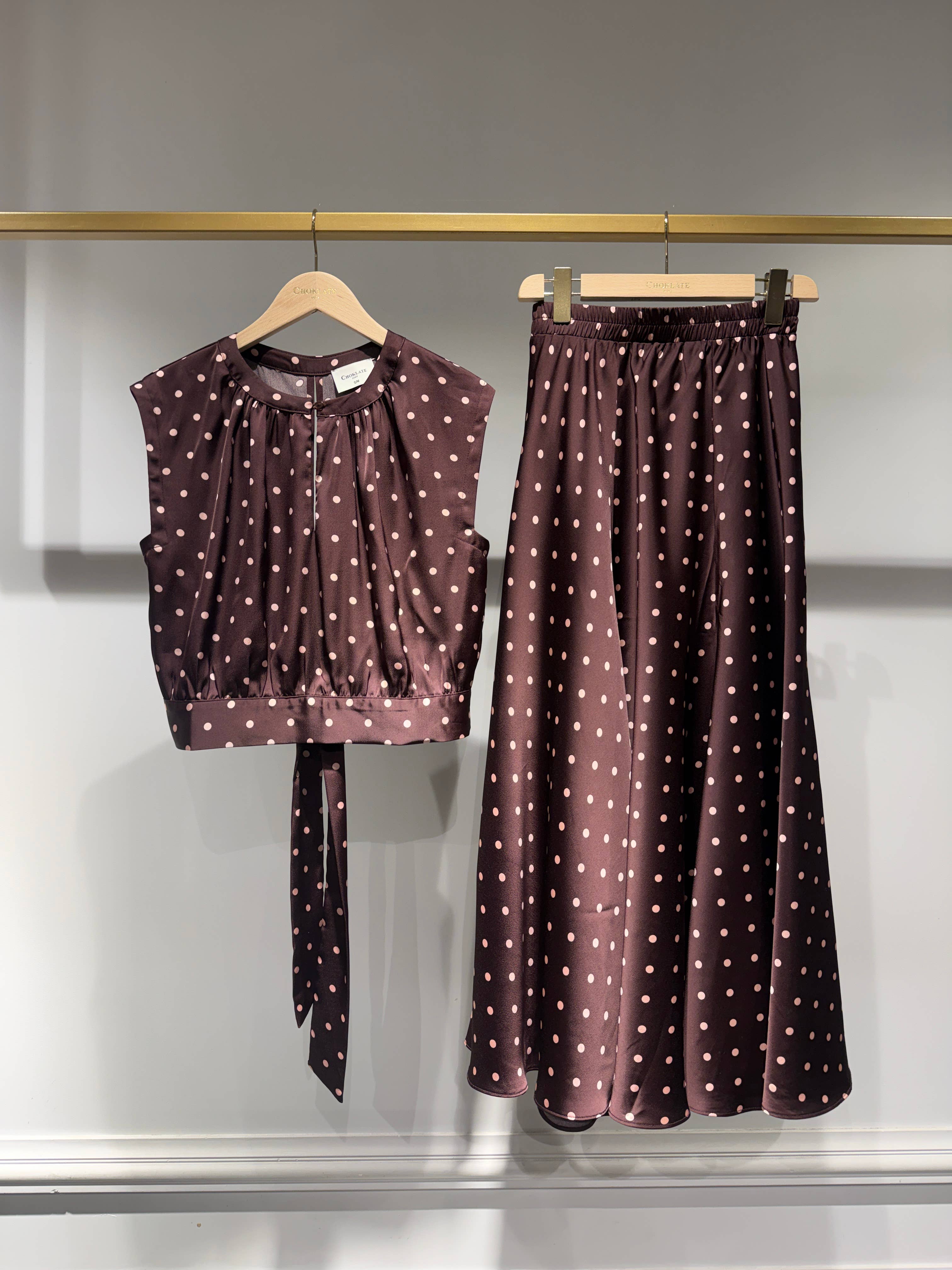 Choklate Paris Top Maguie mit Punkten Pflaume-Rosé