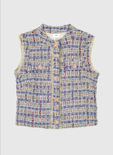 Ange Paris Tweed-Weste Avayana Blau Tailliert