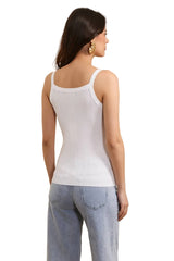 Choklate Paris Geripptes Tanktop aus Feinstrick Basic in Weiß