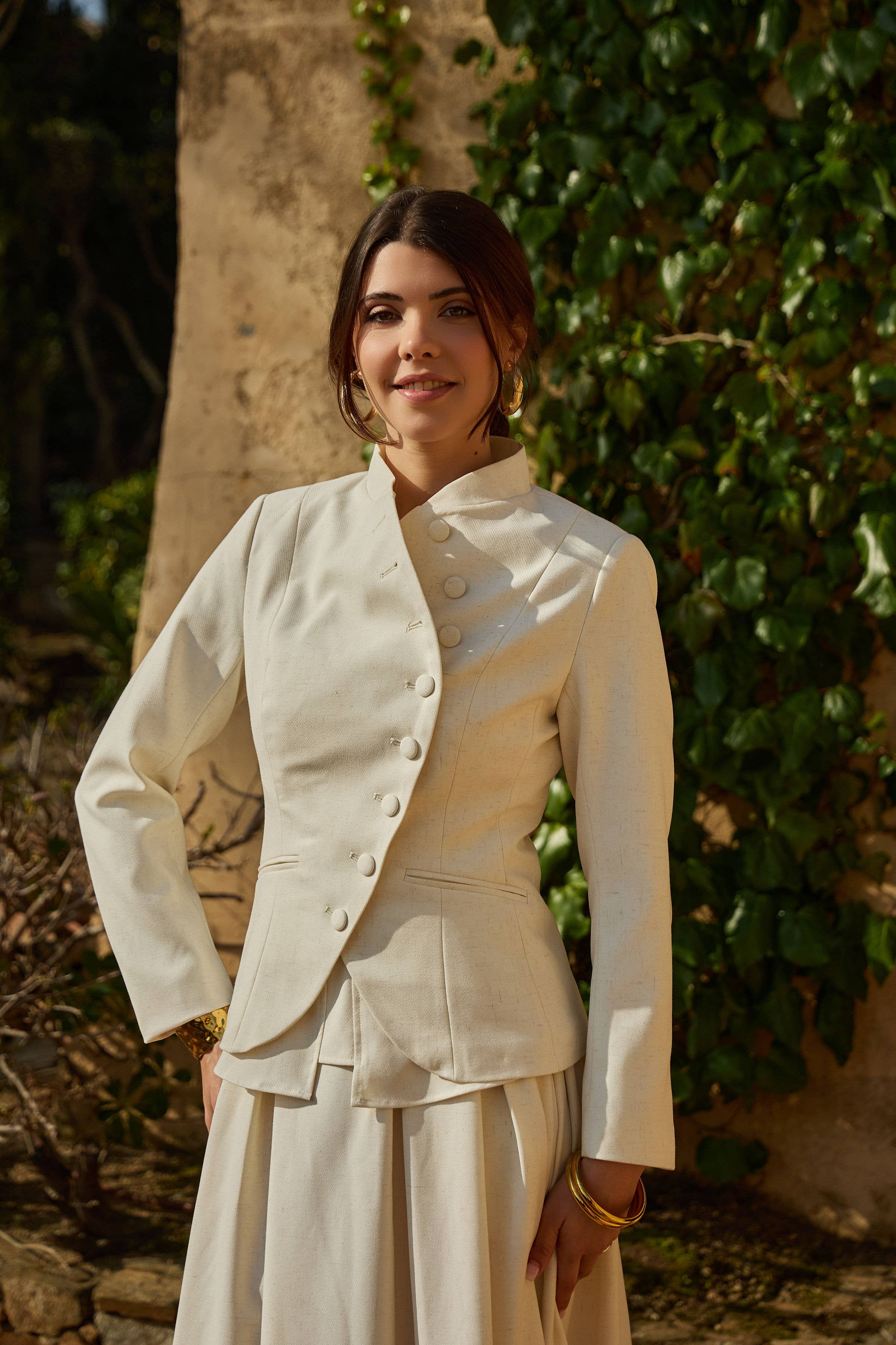 Lulumary Offiziersjacke Ecru tailliert