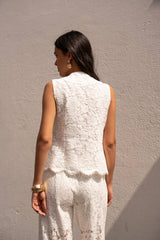 Choklate Paris Élodie Spitzen-Top - Weiß