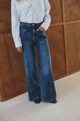 Ana & Lucy Wide-Leg-Jeans Alizée mit vertikalen Ziernähten Denim