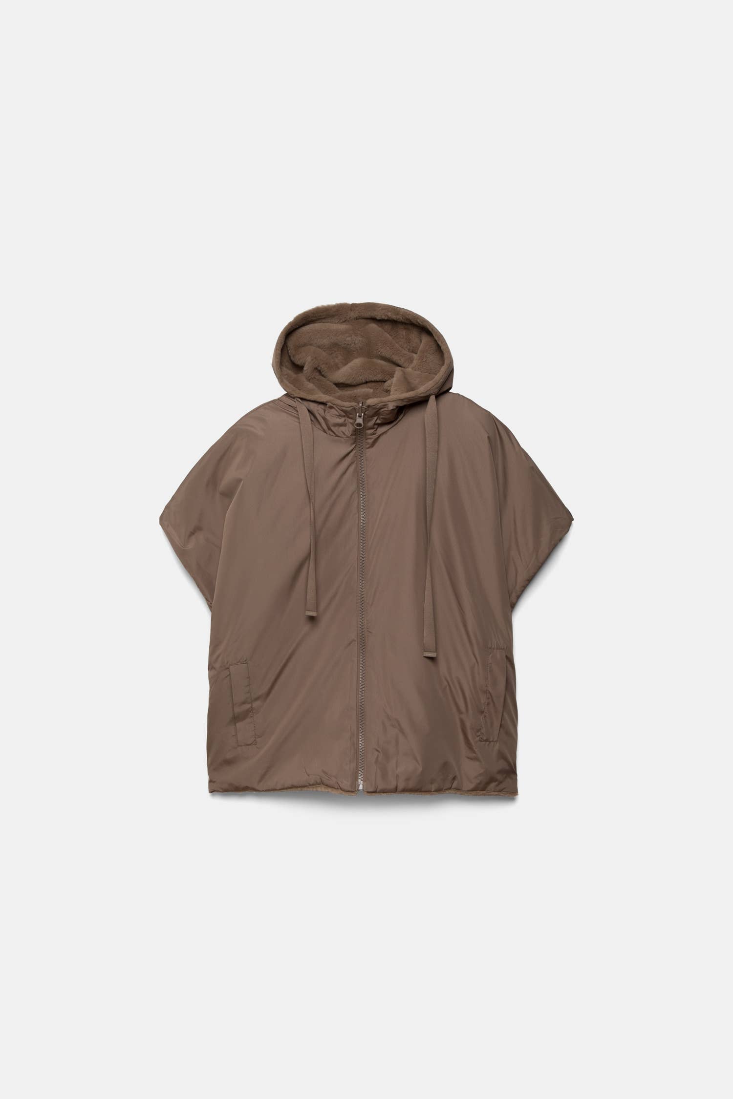 Lanidor - Wendeweste mit Kapuze & Kunstfell - Taupe