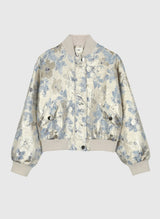 Ange Paris Jacke im Bomberstil Cassyani Brokat Silber glänzend Beige