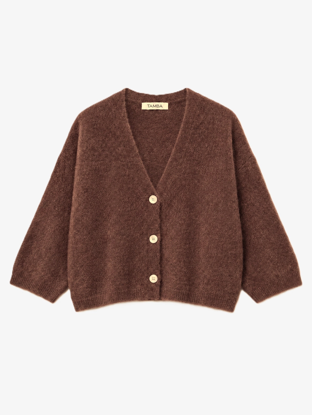 TAMBA Cardigan aus Baby-Alpaka-Mix mit 4/5-Arm in Kakao