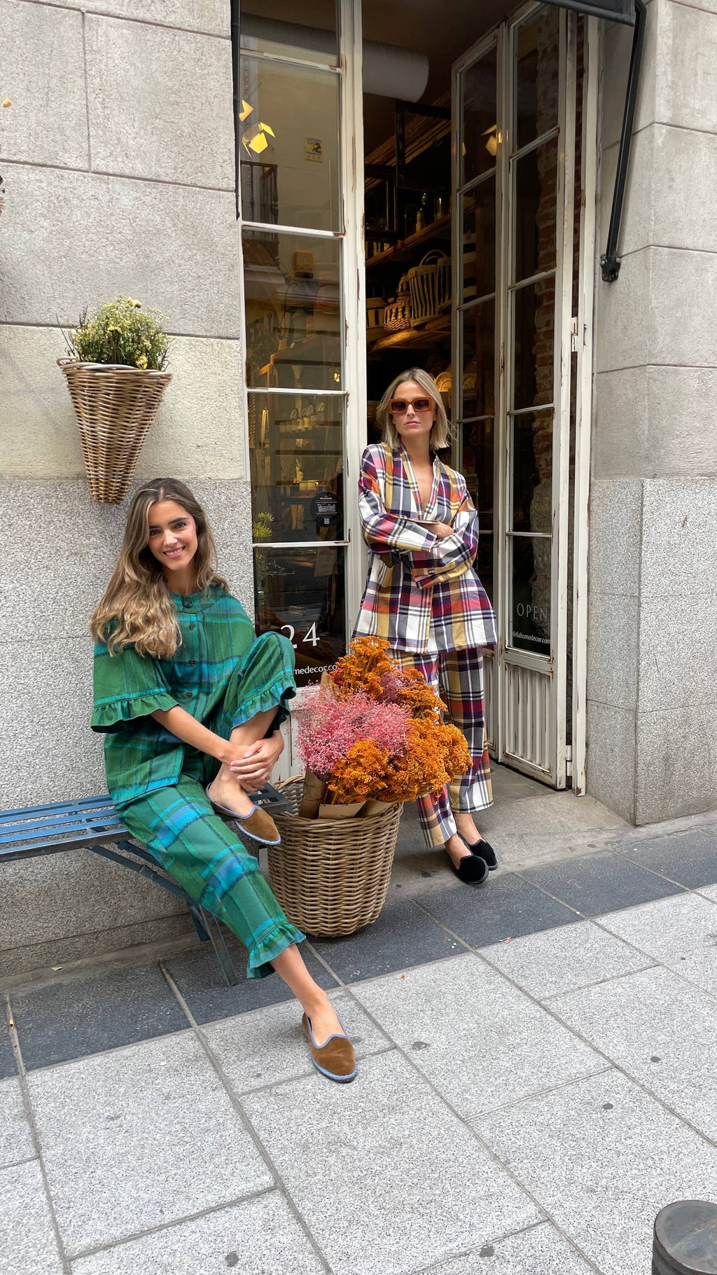 Wollrüschenhose große grüne Karos: M