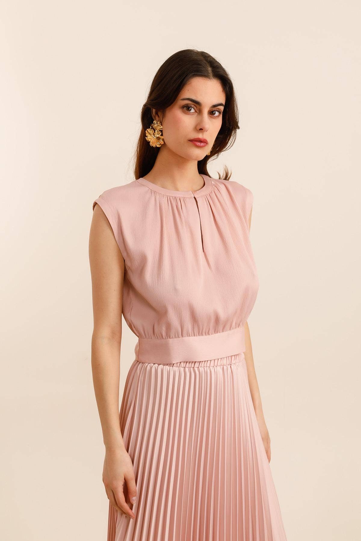 Choklate Paris Satin-Top Maguie Rosa mit Schleifenverschluss