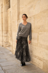 Choklate Paris Ambre Tüllrock mit Toile-de-Jouy-Print Schwarz-Grau