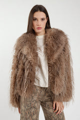 Susy Mix - Kunstfell - Jacke mit langem Flor - Cognac - Braun