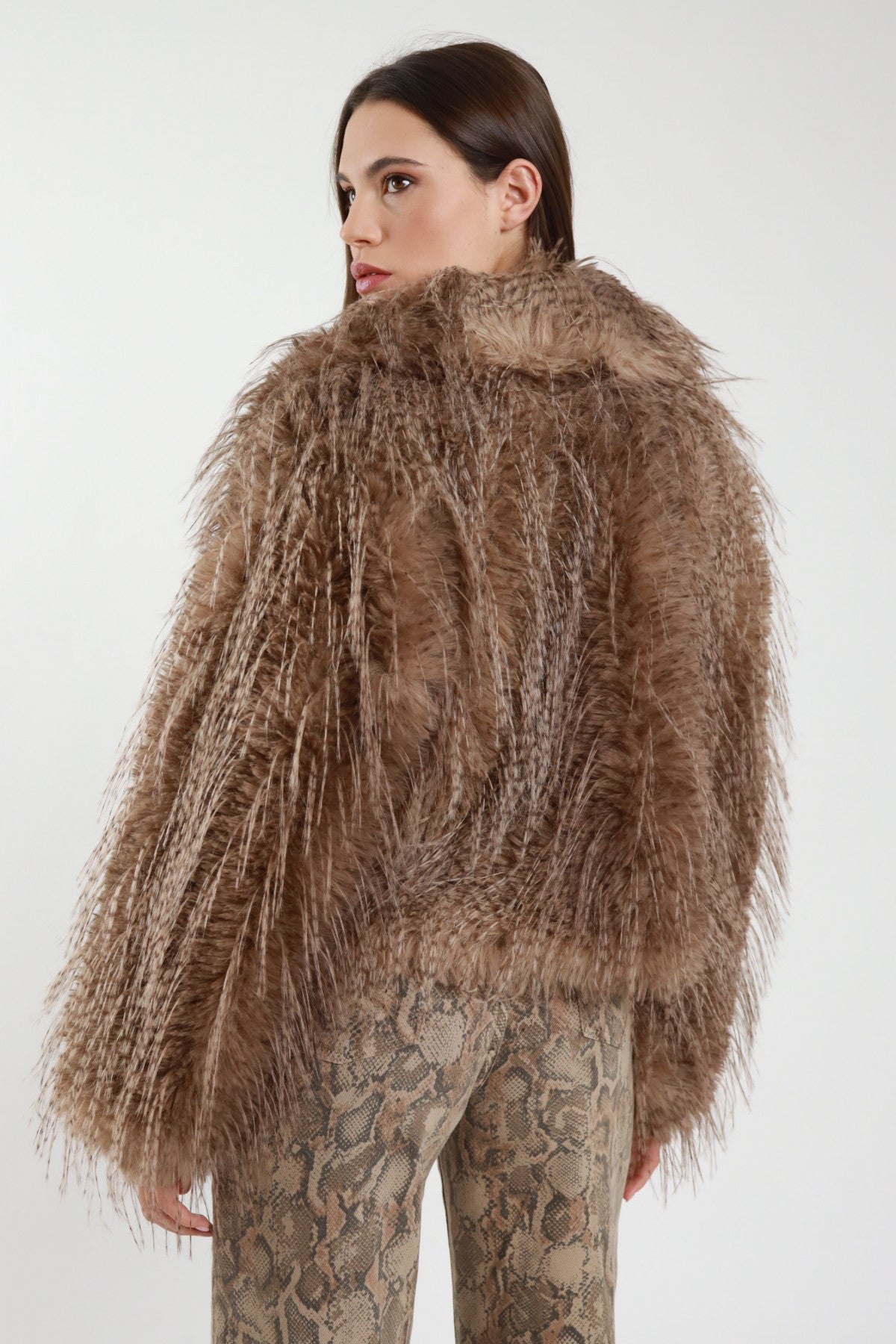 Susy Mix - Kunstfell - Jacke mit langem Flor - Cognac - Braun