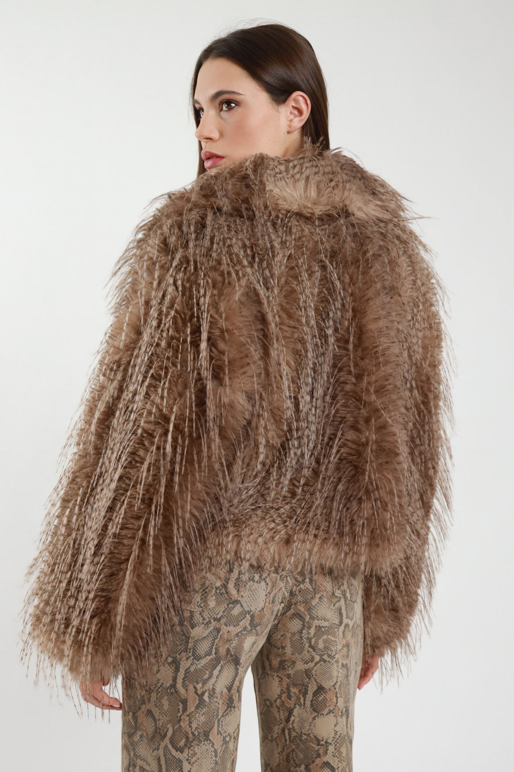 Susy Mix - Kunstfell - Jacke mit langem Flor - Cognac - Braun