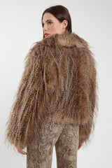 Susy Mix - Kunstfell - Jacke mit langem Flor - Cognac - Braun