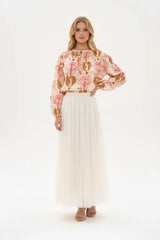 Minueto Fließende Bluse Augusta Floral Leopard - Print Beige