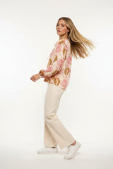 Minueto Fließende Bluse Augusta Floral Leopard - Print Beige