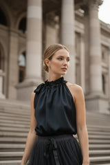 Choklate Paris Satin-Oberteil Elisabeth mit Schleife Schwarz