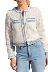 Choklate Paris aus Spitze mit Jeansbesätzen Weiß Kurz