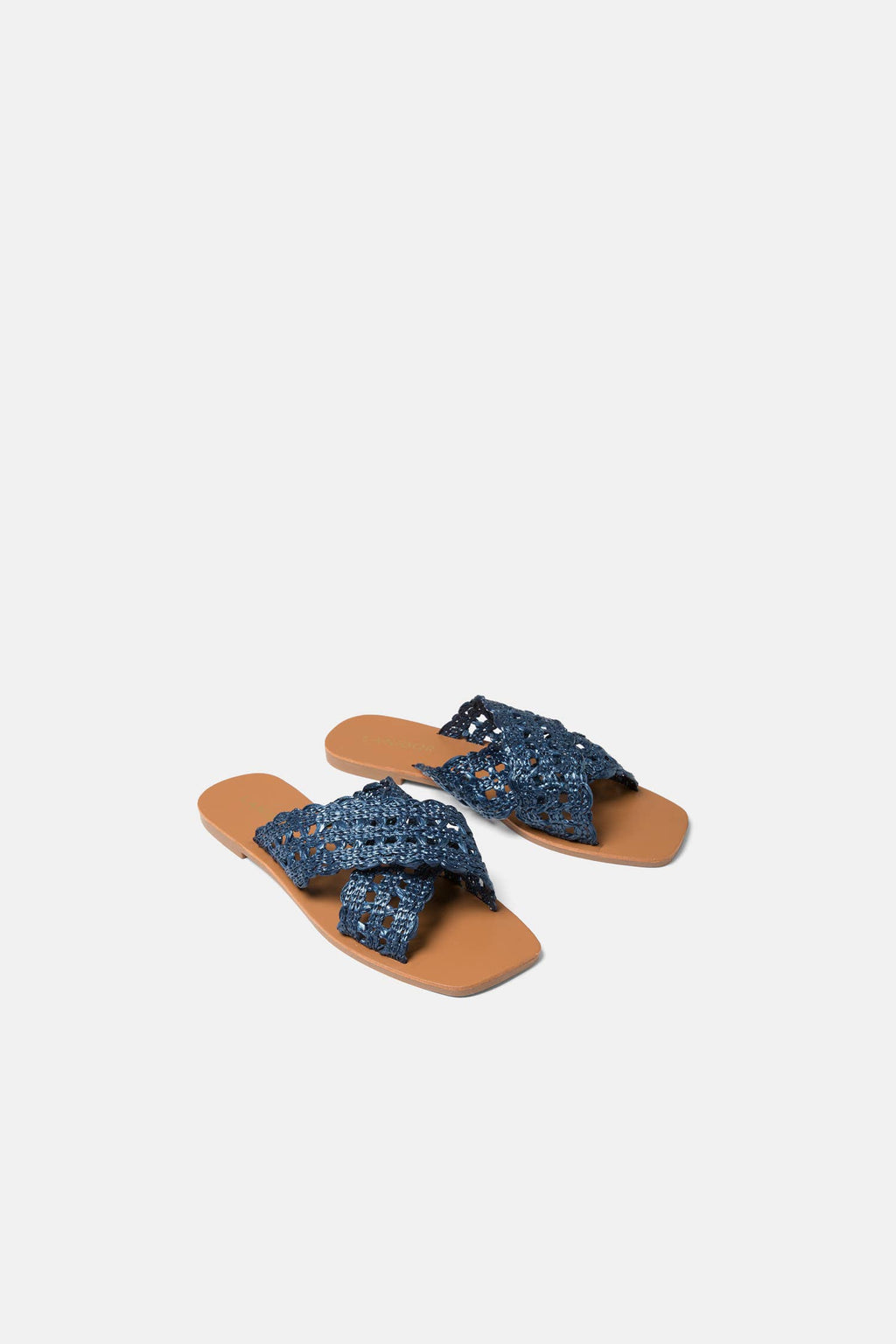 Lanidor Sandale "Saphira" - Flache Sommerschuhe in Flechtoptik - Mittelblau