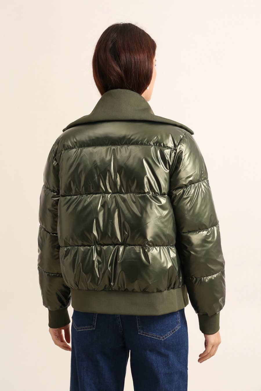 Attrait Paris wendbare Steppjacke Metallic-Khaki