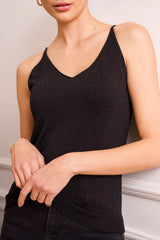 Choklate Paris - Schwarzes Lurextop mit feinem Glanz & schmalen Trägern