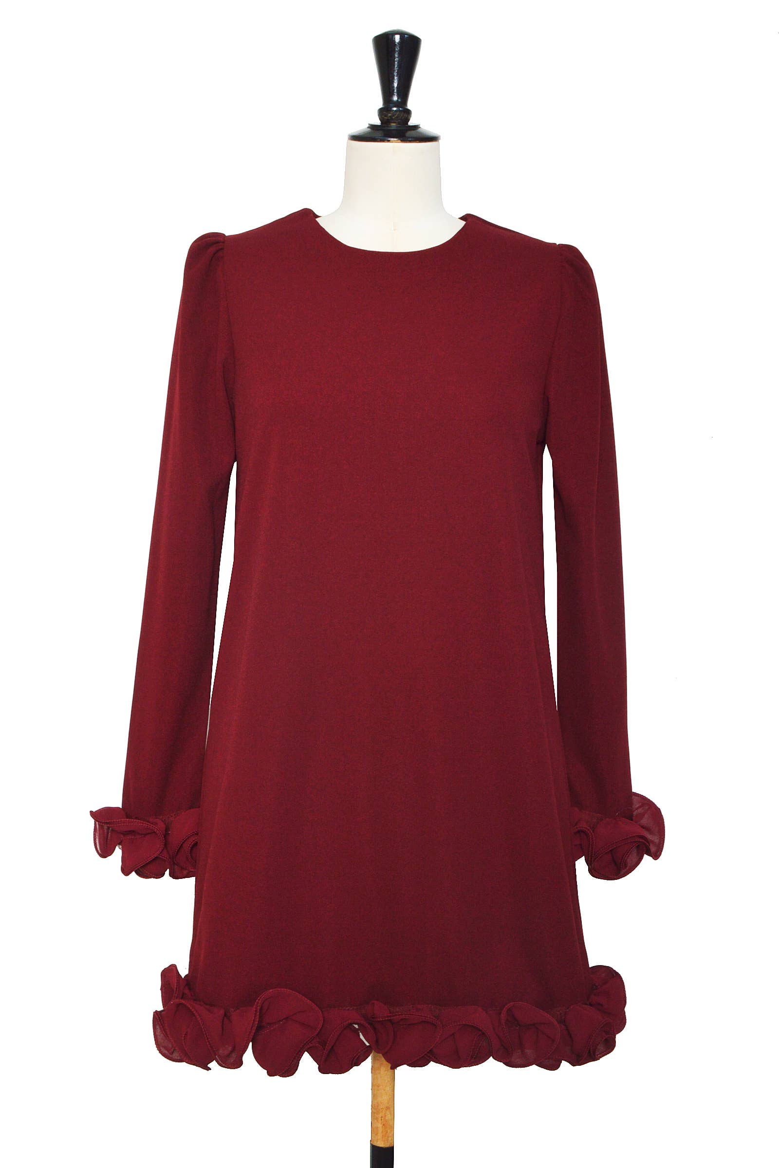 Elli White - Kleid mit Rüschendetails in Bordeaux