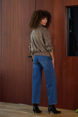 Bomberjacke aus Kunstwildleder V368: Camel / 2S/M 2M/L