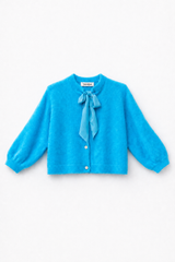 Flauschige Strickjacke mit Schluppen-Kragen: Puder