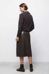 Lanidor - Schmaler Rock aus Kunstleder in Braun