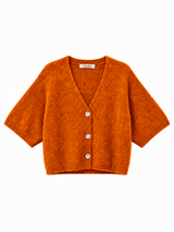 TAMBA Baby-Alpaka-Strickjacke mit Halbarm in Amber – Bernsteinorange