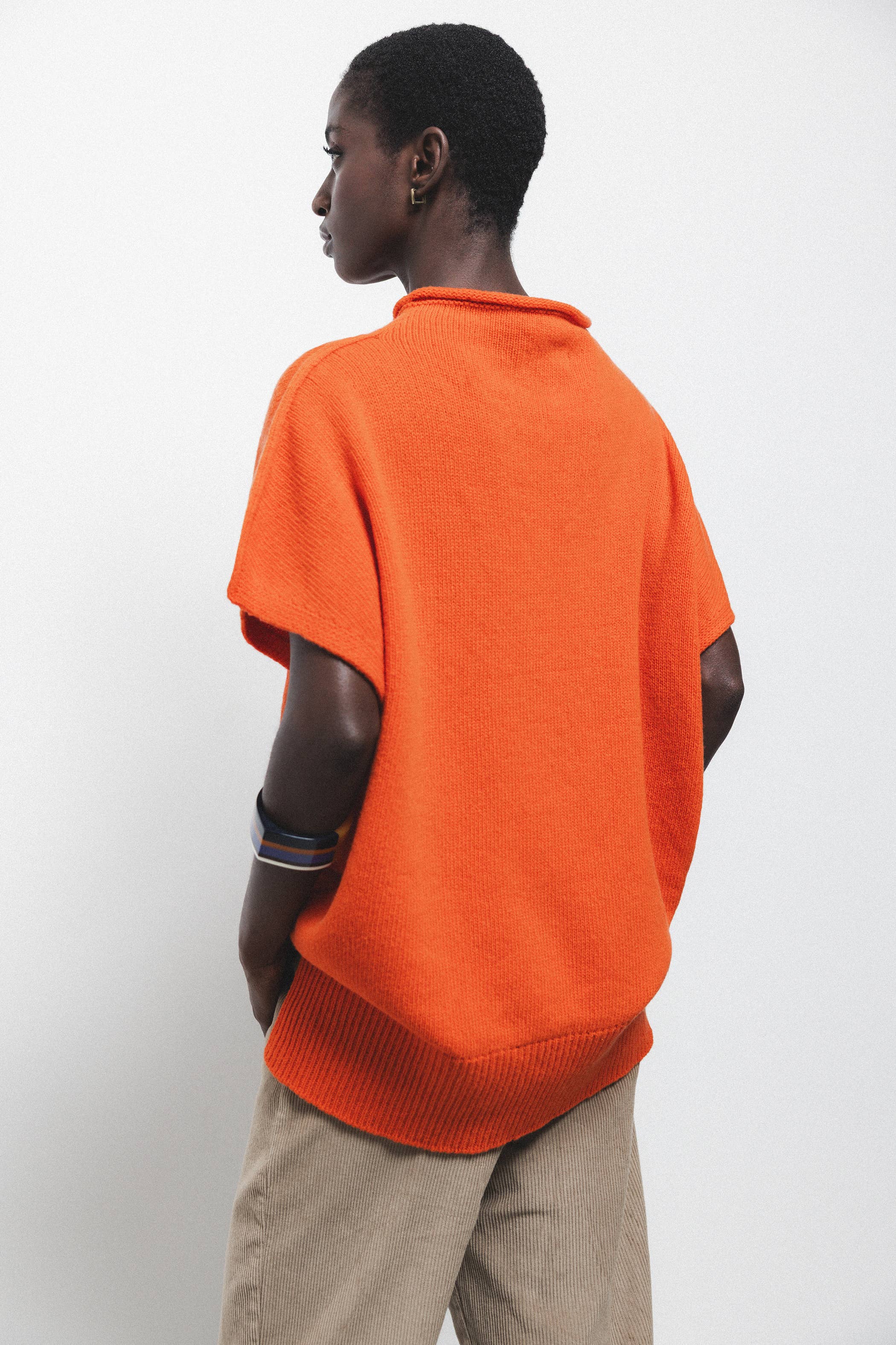 Lanidor - Pullover in Orange - Glattstrick mit kurzen Fledermausärmeln