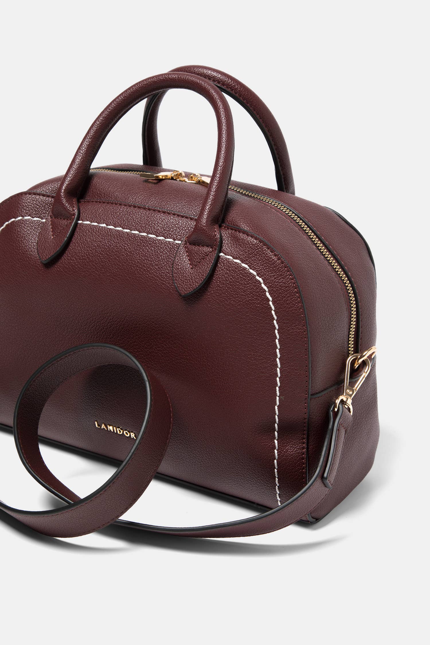 Lanidor - Handtasche in Braun mit Kontrastnähten