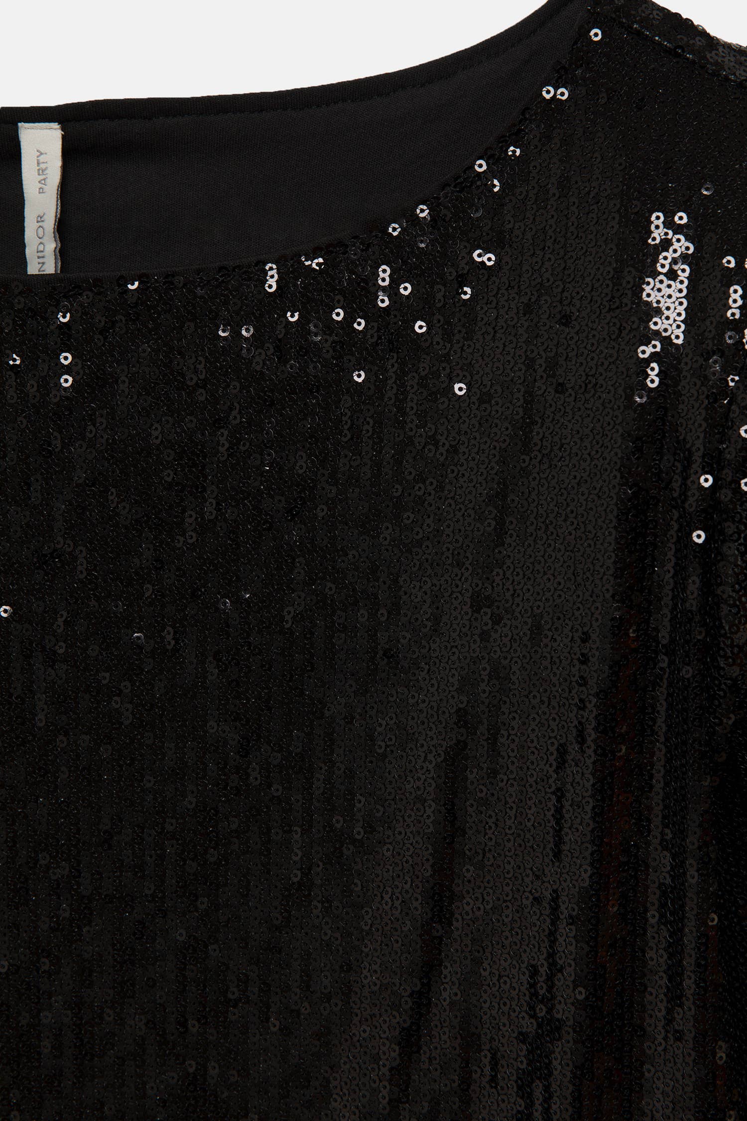 Lanidor - Schwarzes Paillettenkleid - U-Bootausschnitt - kurz