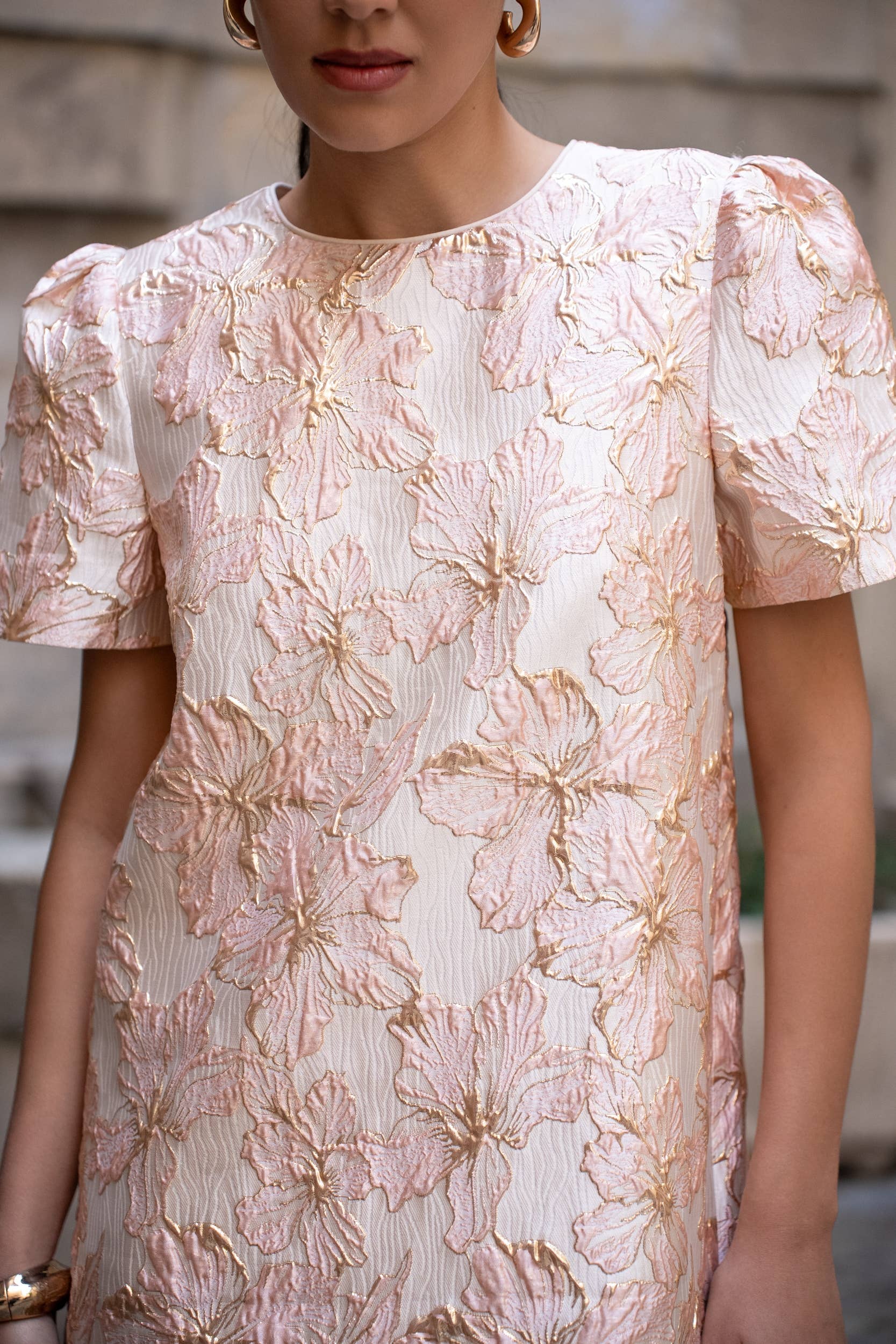 Choklate Paris Jacquard-Kleid mit Blumenmuster Rosa - A-Linien-Kleid